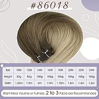 Full Shine Sew In Hair Extensions Real Human Hair Weft Hair Extensions For Women Blonde Hair Extensions Color Ash Brown To Ash B