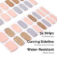 Nailog Semi Cured Gel Nail Strips 34 Pcs Buy 2 Get 1 Uv Lamp Salonquality Gel Nail Stickers Semicured Nail Wraps With Soft G