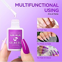 Gelike Ec 2Pcs Strong Adhesive Nail Glue Brush On Nail Glue For Acrylic Nails Tips Press On Nails Quickdrying Nail Bond Su