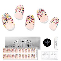 Adora Couture Semi Cured Gel Nail Strips French Tip 20Pcs Confetti Nail Wraps Rainbow Sprinkles French Manicure Strips Glaze Na