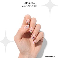 Adora Couture Semi Cured Gel Nail Strips French Tip 20Pcs Confetti Nail Wraps Rainbow Sprinkles French Manicure Strips Glaze Na