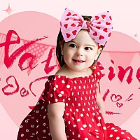 Yanjie Valentine Handmade Bow Headbands Red Hair Bows On Elastic Nylon Hairbands For Newborns Toddlers And Valentines Day