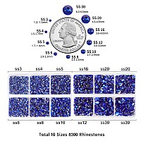 Beadsland 8300Pcs Flatback Rhinestones Royal Blue Rhinestone Round Crystal Rhinestones For Crafts Mixed 10 Sizes With Wax Penc