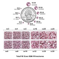 Beadsland 8300Pcs Flatback Rhinestones Pink Rhinestone Round Crystal Rhinestones For Crafts Mixed 10 Sizes With Wax Pencil And