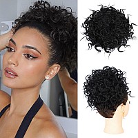 Lommel Messy Bun Hair Piece Loose Wave Curly Hair Buns Hair Piece Elastic Drawstring Messy Bun Short Curly Ponytail Extension Sy