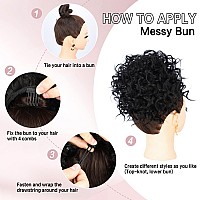 Lommel Messy Bun Hair Piece Loose Wave Curly Hair Buns Hair Piece Elastic Drawstring Messy Bun Short Curly Ponytail Extension Sy