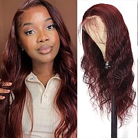 Aaliweya 13X4 Reddish Brown Lace Frontal Wig Human Hair Body Wave 13X4 Hd Lace Front Wig For Black Women Auburn Colored Glueless