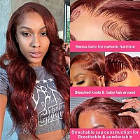 Aaliweya 13X4 Reddish Brown Lace Frontal Wig Human Hair Body Wave 13X4 Hd Lace Front Wig For Black Women Auburn Colored Glueless