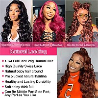 Aaliweya 13X4 Reddish Brown Lace Frontal Wig Human Hair Body Wave 13X4 Hd Lace Front Wig For Black Women Auburn Colored Glueless