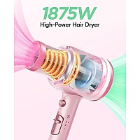 Wavytalk Professional Hair Dryer With Diffuser 1875W Power Dryer Blow Dryer Ionic Hair Dryer For Women With Constant Temperatur