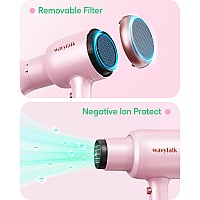 Wavytalk Professional Hair Dryer With Diffuser 1875W Power Dryer Blow Dryer Ionic Hair Dryer For Women With Constant Temperatur