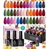 Beetles Gel Nail Polish Kit23 Pcs Blue Pink Green Brown Burgundy Purple Fall Gel Nail Polish Set Diy Home Gifts For Women Soak