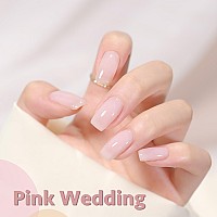 Gaoy Jelly Nude Gel Nail Polish 16Ml Sheer Pink Translucent Gel Polish Uv Light Cure For Nail Art Diy 1710 Pink Wedding