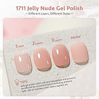 Gaoy Jelly Nude Gel Nail Polish 16Ml Sheer Peach Translucent Gel Polish Uv Light Cure For Nail Art Diy 1711 Peach Oolong