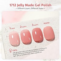 Gaoy Jelly Nude Gel Nail Polish 16Ml Sheer Pink Translucent Gel Polish Uv Light Cure For Nail Art Diy 1712 Grapefruit Juice