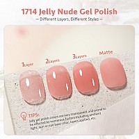 Gaoy Jelly Nude Gel Nail Polish 16Ml Sheer Pink Translucent Gel Polish Uv Light Cure For Nail Art Diy 1714 Melon Pink