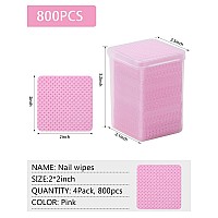 Teoyall Lint Free Nail Wipes 800 Pcs Nonwoven Fabric Nail Cleaning Pads Pink Lash Extensions Glue Cleaning Wipes Nail Salon Su