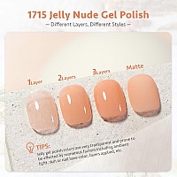 Gaoy Jelly Nude Gel Nail Polish 16Ml Sheer Peach Translucent Gel Polish Uv Light Cure For Nail Art Diy 1715 Sheer Salmon