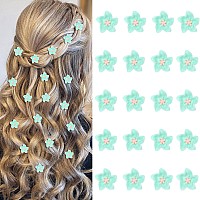 Yission Mini Lily Hair Clips For Girls And Women 20Pcs Cute Small Green Flower Wedding Barrettes And Bridal Accessories