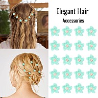 Yission Mini Lily Hair Clips For Girls And Women 20Pcs Cute Small Green Flower Wedding Barrettes And Bridal Accessories