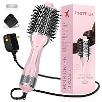 Dual Voltage Hair Dryer Brush Pritech Hot Air Brush 110V120V220V240V Ionic 1000W Blow Dryer Brush 4 In 1 Styler One Step Vo