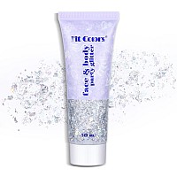 Teoyall Long Lasting Silver Body Glitter Holographic Sparkling Cosmetic Grade Chunky Glitter For Face Hair Silver