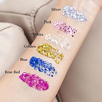 Teoyall Long Lasting Silver Body Glitter Holographic Sparkling Cosmetic Grade Chunky Glitter For Face Hair Silver