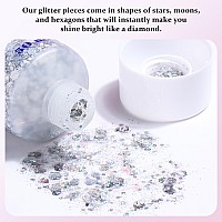 Teoyall Long Lasting Silver Body Glitter Holographic Sparkling Cosmetic Grade Chunky Glitter For Face Hair Silver