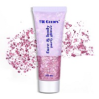 Teoyall Long Lasting Pink Body Glitter Holographic Sparkling Cosmetic Grade Chunky Glitter For Face Hair Pink