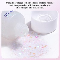 Teoyall Long Lasting White Body Glitter Holographic Sparkling Cosmetic Grade Chunky Glitter For Face Hair White