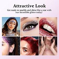 Teoyall Long Lasting White Body Glitter Holographic Sparkling Cosmetic Grade Chunky Glitter For Face Hair White