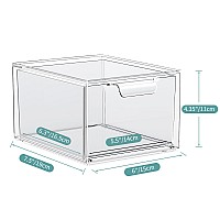 Spacehacks 4 Pack Stackable Makeup Organizer And Storage Acrylic Organizersclear Plastic Storage Drawer With Handles For Vanit