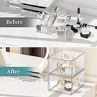 Spacehacks 4 Pack Stackable Makeup Organizer And Storage Acrylic Organizersclear Plastic Storage Drawer With Handles For Vanit