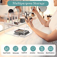 Spacehacks 4 Pack Stackable Makeup Organizer And Storage Acrylic Organizersclear Plastic Storage Drawer With Handles For Vanit