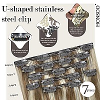 Honsoo Blonde Hair Extensions Clip Ins Long Real Human Hair Extensions Ash Blonde To Platinum Blonde 20In 120G 7Pcs Silky Straig