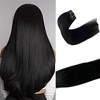 Clip In Human Hair Extensions 16 Inch 70G 7Pcs Jet Black 100 Real Human Hair Clip In Extensions Skin Weft Natural Human Hair E