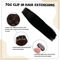 Clip In Human Hair Extensions 16 Inch 70G 7Pcs Jet Black 100 Real Human Hair Clip In Extensions Skin Weft Natural Human Hair E