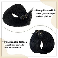 Clip In Human Hair Extensions 16 Inch 70G 7Pcs Jet Black 100 Real Human Hair Clip In Extensions Skin Weft Natural Human Hair E