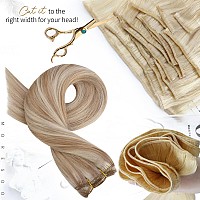 Moresoo Weft Hair Extensions Human Hair Blonde Sew In Hair Extensions Hightlights Darkest Blonde With Blonde Double Weft Sew In