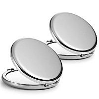 Getinbulk Compact Mirror Bulk Set Of 2 Doublesided 1X2X Magnifying Purse Pocket Makeup Mirrorsround Silver