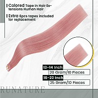 Runature Human Hair Tape In Extensions 20 Inch Tape In Hair Extensions Human Hair Pink Hair Extensions Highlighted Invisible Tap