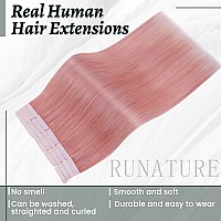 Runature Human Hair Tape In Extensions 20 Inch Tape In Hair Extensions Human Hair Pink Hair Extensions Highlighted Invisible Tap