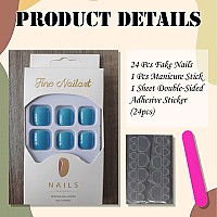 Rodaky Press On Toe Nails For Women Lake Blue Fake Toenail Glossy Solid Color Fashion False Toenail Full Cover Acrylic Foot Nail