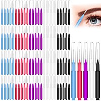 100Pcs Micro Eyebrow Brush, Eyelash Comb Brush With Cap, Multifunctional Brow Lamination Brush Eyebrow Spoolies For Eyebrows, Portable Brow Brushes For Eyebrows Eyelash Extensions Tool, 5 Colors