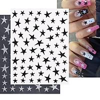 8 Sheets Star Nail Art Sticker 3D Shiny Glitters Starlight Nail Decals Holographic Irregular Pentagram Black White Pink Lase Sta