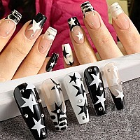 8 Sheets Star Nail Art Sticker 3D Shiny Glitters Starlight Nail Decals Holographic Irregular Pentagram Black White Pink Lase Sta