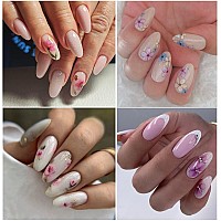 8 Sheets Flower Nail Art Stickers 3D Nail Stickers Acrylic Spring Nail Decals Nail Art Supplies Pink Floral Leaf Cherry Blossom