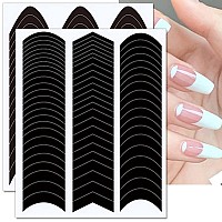 6 Sheets French Manicure Edge Auxiliary Nail Sticker Wavy Line 3D Self Adhesive Diy Template Nail Art Decals For Designer Nail