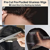 Facmood Real Wear And Go Glueless Wig Human Hair Straight 6X4 Precut Lace Ready To Go Glueless Wigs Preplucked Hd Transparen