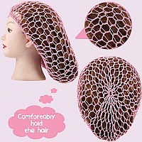 Waydress 2 Pieces Mesh Hair Net Rayon Knit Snood Women Crocheted Sleep Cap Black And Pink